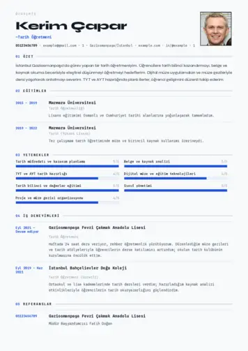 Tarih Öğretmeni Cv Örnekleri cv indir